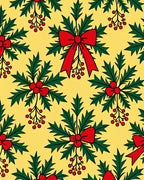 Festive Holly Berries Red Bow Rug