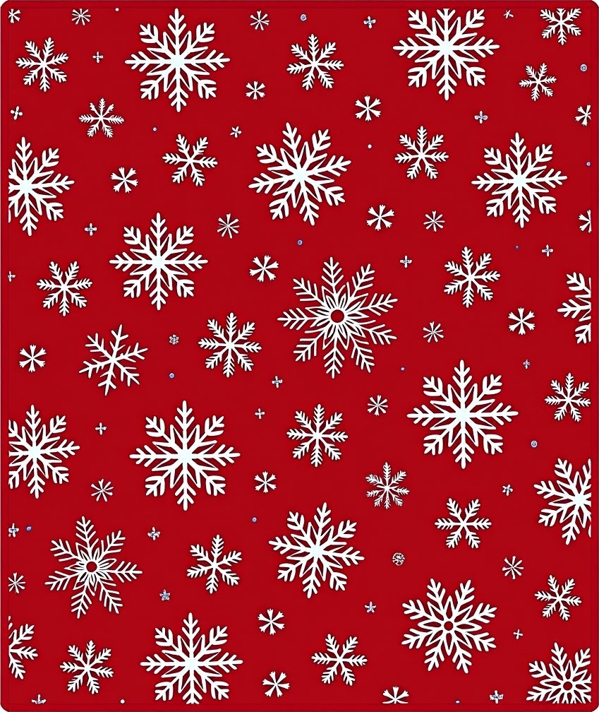 Festive Red Snowflake Collage Rug