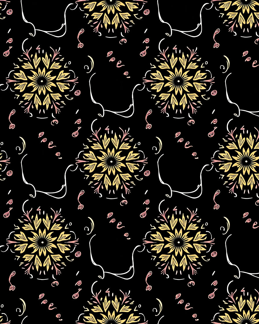 Golden Floral Medallion With Pink Accents Rug