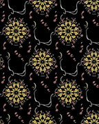 Golden Floral Medallion With Pink Accents Rug