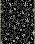 Black White Snowflake Swirls Winter Rug