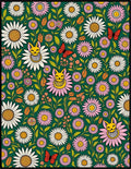 Whimsical Floral Cat Butterfly Meadow Rug