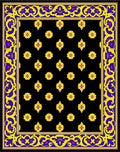 Ornate Yellow Floral Black Medallion Rug