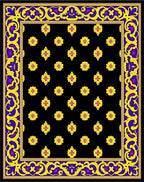 Ornate Yellow Floral Black Medallion Rug