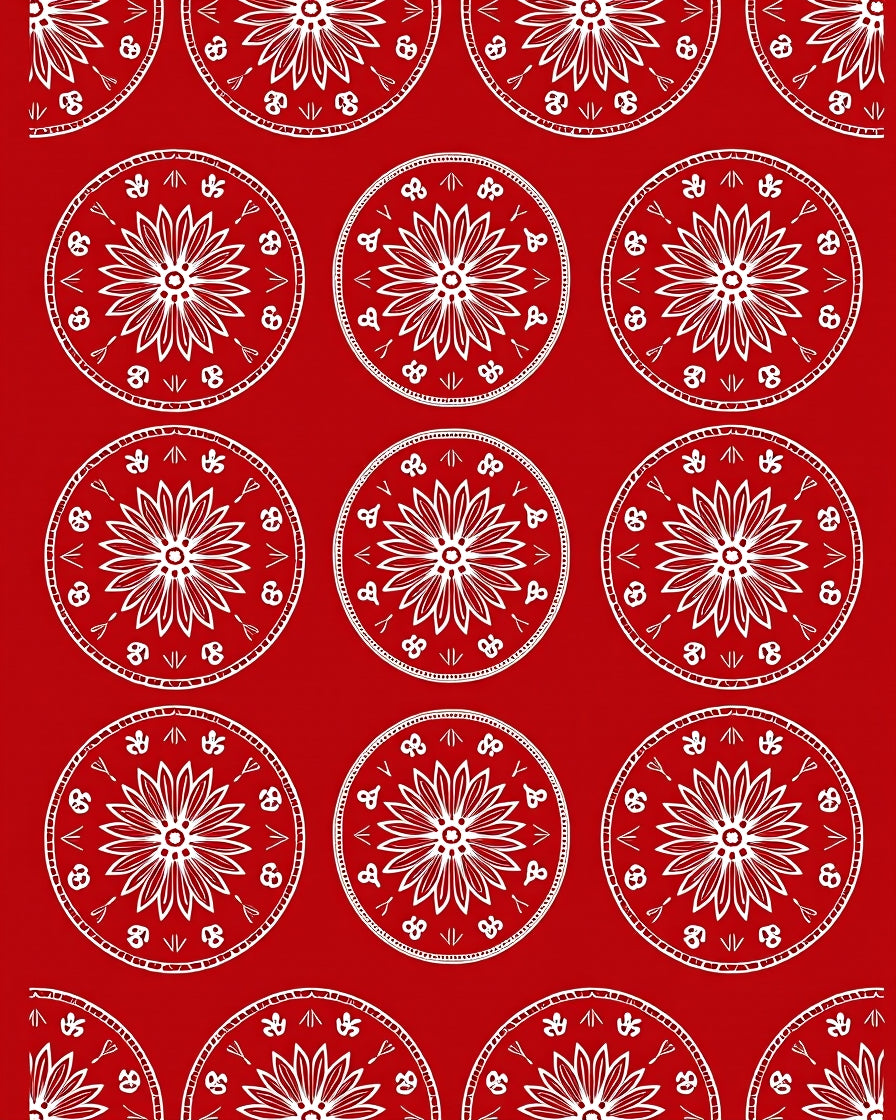 Traditional Red Circular Floral Medallion Rug