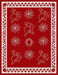 Red And White Whimsical Figures Fireworks Rug