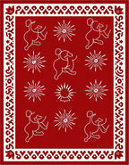 Red And White Whimsical Figures Fireworks Rug