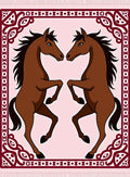 Brown Horse Symmetry Pink Runner Rug