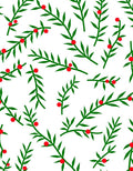 Green Twig Red Berry Scattered Rug