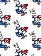 Whimsical Blue Red Snowman Repeat Rug