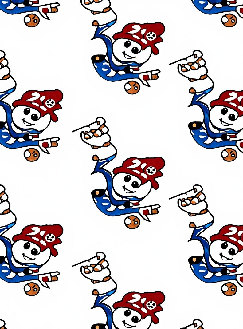 Whimsical Blue Red Snowman Repeat Rug