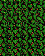 Christmas Holly Berries Repeating Pattern Rug