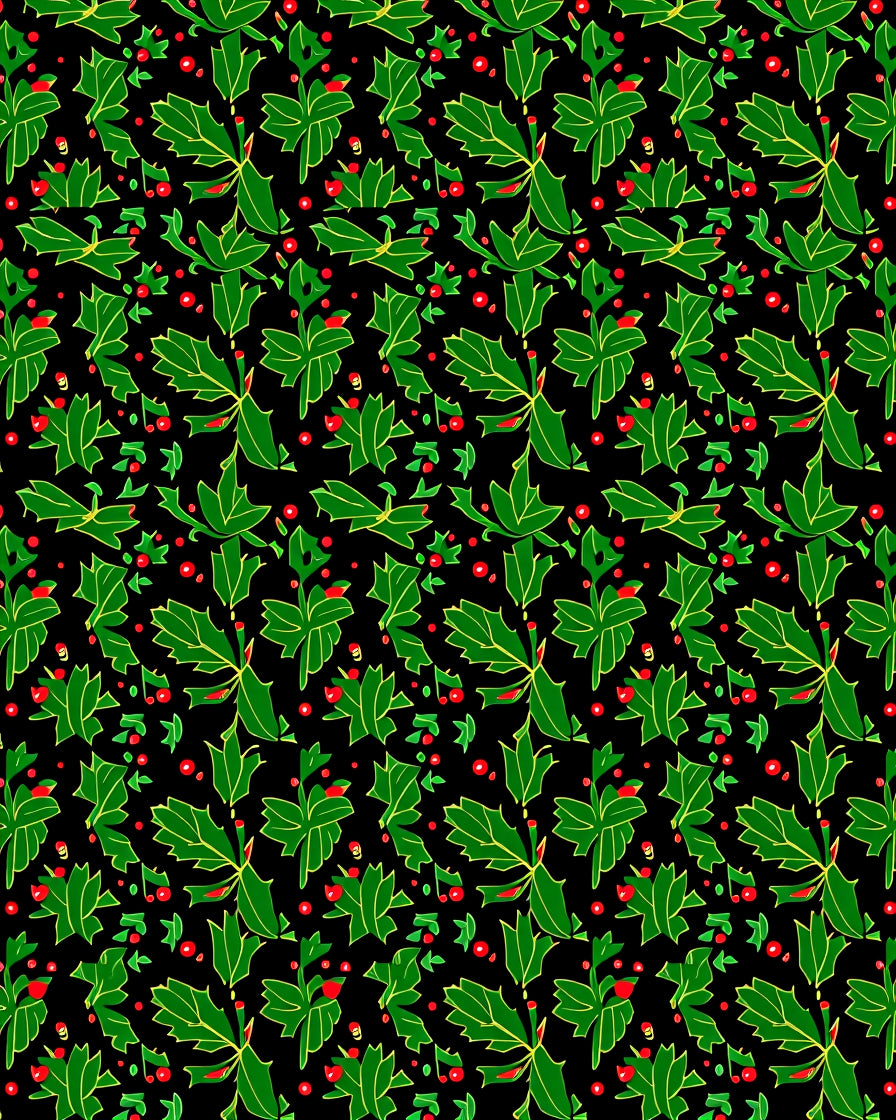 Christmas Holly Berries Repeating Pattern Rug