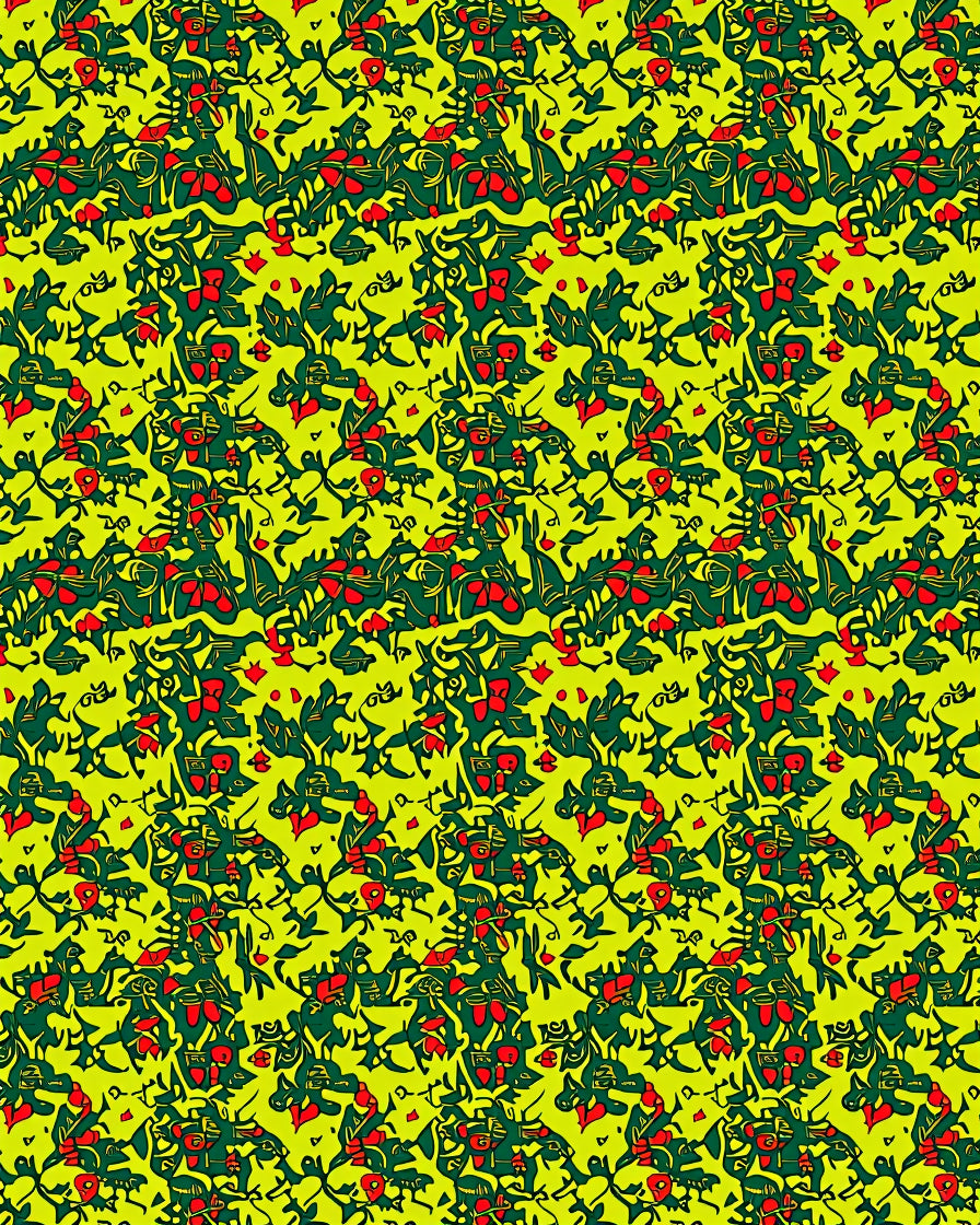Vibrant Yellow Red Green Foliage Rug