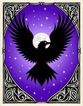 Mystic Black Raven Moonlit Sky Rug