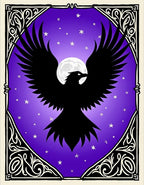Mystic Black Raven Moonlit Sky Rug