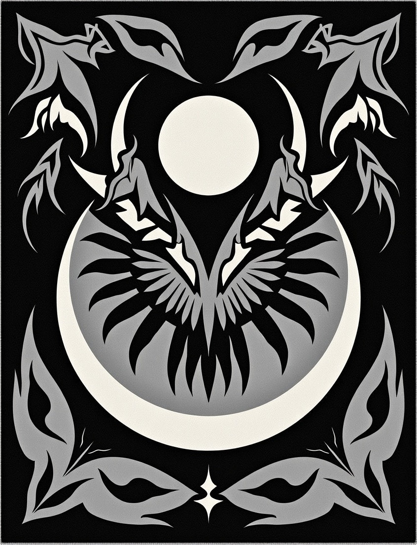 Dark Crescent Moon Wings Sun Rug