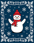 Charming Snowman Red Hat Snowflakes Border Rug