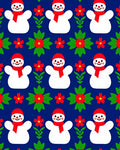Joyful Snowman Red Floral Tiling Rug