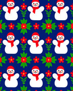Joyful Snowman Red Floral Tiling Rug