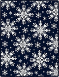 White Snowflake Navy Background Art Rug
