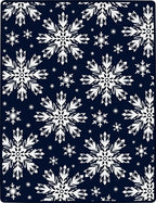 White Snowflake Navy Background Art Rug