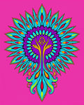 Vibrant Peacock Feather Mandala Medallion Rug