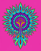 Vibrant Peacock Feather Mandala Medallion Rug