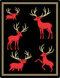 Bold Red Deer Silhouette Collage Rug