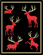 Bold Red Deer Silhouette Collage Rug