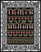Folk Art Red Soldiers Repeating Border Rug