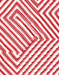 Red White Labyrinth Stripe Abstract Rug