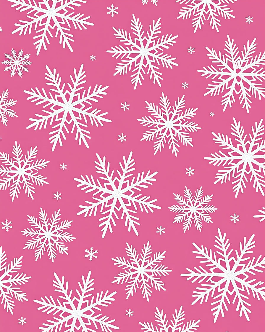 White Snowflakes on Pink Background Rug