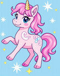 Pink Unicorn With Golden Horn And Stars Rug
