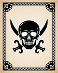 Black Skull Crossed Swords Ivory Rug