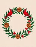 Red Cardinal Wreath Green Leaf Berry Rug