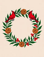 Red Cardinal Wreath Green Leaf Berry Rug