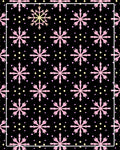 Pink Snowflake Dot Black Background Rug