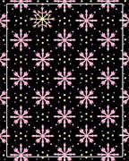 Pink Snowflake Dot Black Background Rug
