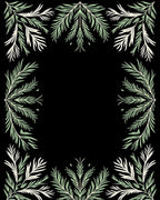 Soft Green Branch Border Frame Rug