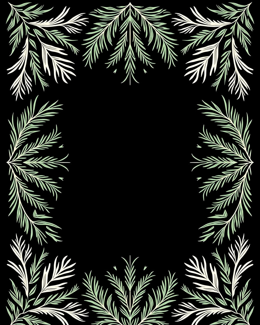 Soft Green Branch Border Frame Rug
