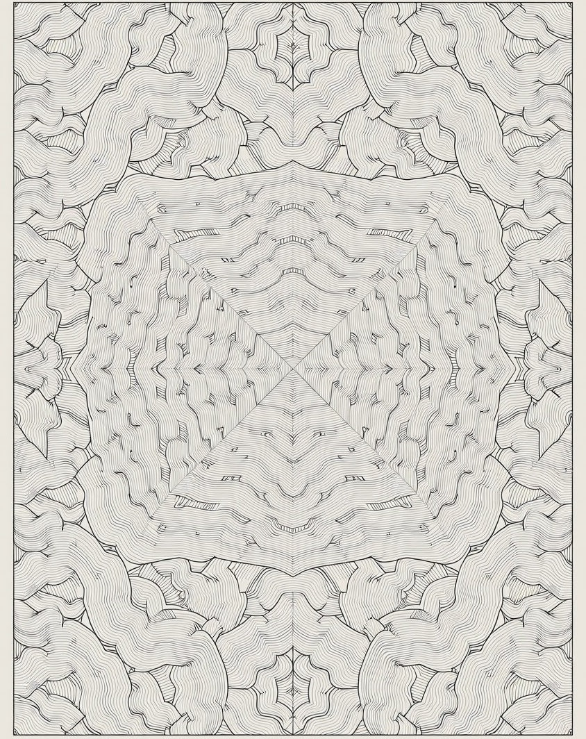 Monochrome Abstract Organic Waves Rug