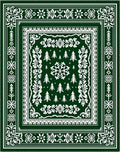 Forest Green Snowflake Pine Tree Medallion Rug