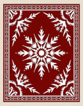 Crimson White Starburst Border Medallion Rug