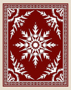Crimson White Starburst Border Medallion Rug