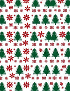 Green Pine Trees Red Snowflakes Rug