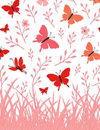 Whimsical Red Butterfly Garden Rug