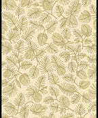 Golden Pine Needle And Cone Illustration Rug