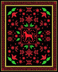 Red Dog Green Leaf Black Floral Rug