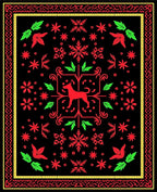 Red Dog Green Leaf Black Floral Rug